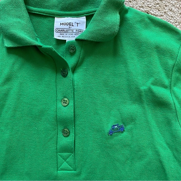 VTG ~ 1970s ~ Charlotte Ford ~ Green Model T Polo ~ Sporty ~ Summer ~ Size L - Picture 3 of 4